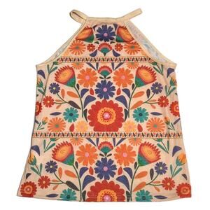 Boho floral Halter Tank Top Colorful Folk High Neck Size: S EU 36 US 4 (JBL)